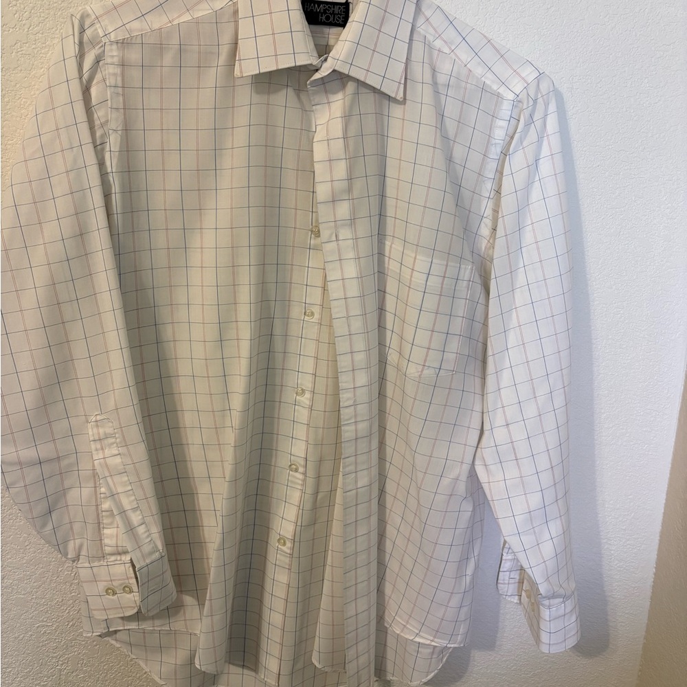 Classic White and Blue Checkered Dress Shirt